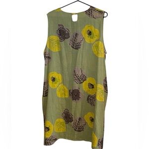 MONA LISA Green Yellow Floral Tunic Dress Lagen look Art Teacher Boho FallColors